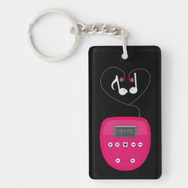 Rosa CD-Player mit Kopfhörern beim Küssen Schlüsselanhänger