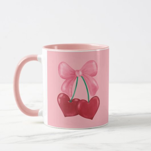 Rosa Cerries Coquette Bow Niedlich Girl Tasse (Links)