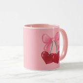 Rosa Cerries Coquette Bow Niedlich Girl Tasse (VorderseiteRechts)