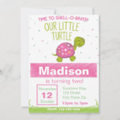 Rosa Chalkboard Turtle Geburtstag Einladung (Vorderseite)