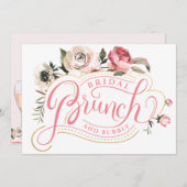 Rosa Champagne | Brunch & Bubbly Brautparty Einladung (Vorne/Hinten)