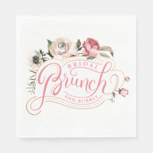 Rosa Champagne Brunch & Bubbly Brautparty Serviette