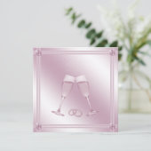 Rosa Champagne-Gläser u. Diamant-Hochzeit lädt ein Einladung (Stehend Vorderseite)