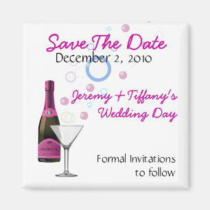 Rosa Champagne- und Blasen-Save the Date Magnet