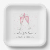 Rosa Champagner "Anfeuern zur Liebe" Personalisier Pappteller (Vorderseite)