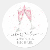 Rosa Champagner "Anfeuern zur Liebe" Personalisier Runder Aufkleber (Vorderseite)