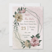 Rosa Champagner-Blume botanisch Save The Date (Vorderseite)
