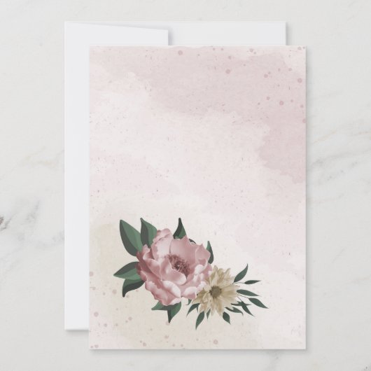 Rosa Champagner-Blume Botanische Hochzeit Einladung (Rückseite)