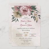 Rosa Champagner-Blume Botanische Hochzeit Einladung (Vorne/Hinten)