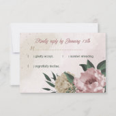 Rosa Champagner-Blume Botanische Hochzeit RSVP Karte (Vorderseite)
