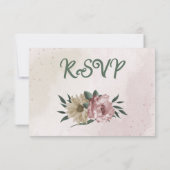 Rosa Champagner-Blume Botanische Hochzeit RSVP Karte (Rückseite)