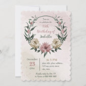 Rosa Champagner-Blume botanischer Geburtstag Einladung (Vorderseite)
