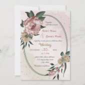 Rosa Champagner-Blume Einladung (Vorderseite)