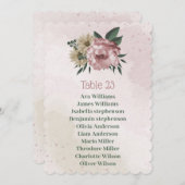 Rosa Champagner-Blume Sitzkarte Einladung (Vorne/Hinten)