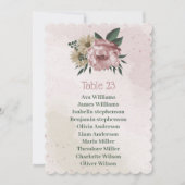 Rosa Champagner-Blume Sitzkarte Einladung (Vorderseite)