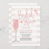Rosa Champagner-Brautparty Einladung (Vorne/Hinten)