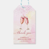 Rosa Champagner-Brautparty Geschenkanhänger (Rückseite)