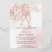 Rosa Champagner Brunch Dusche Folieneinladung (Vorderseite)