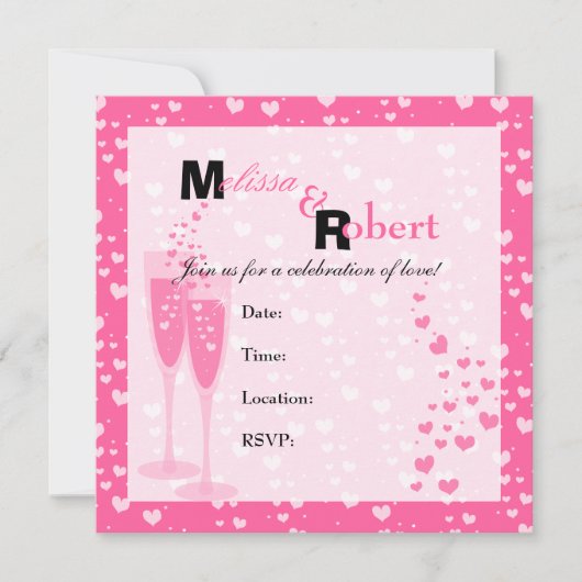 Rosa Champagner! Einladung (Vorderseite)