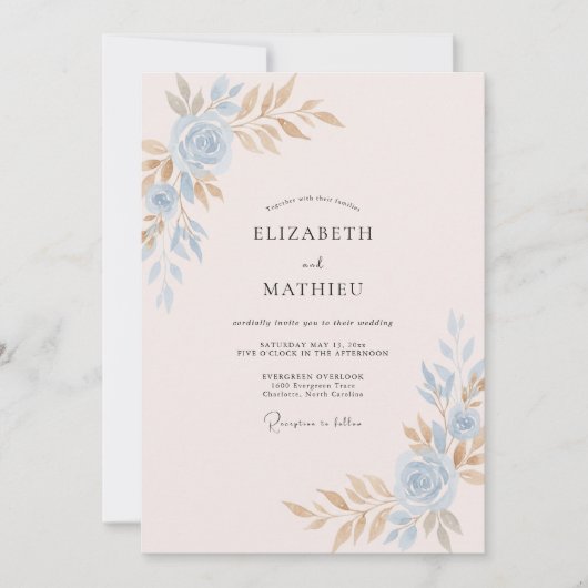 Rosa Champagner Gemalte Hochzeit Einladung (Vorderseite)