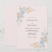 Rosa Champagner Gemalte Hochzeit Einladung (Vorne/Hinten)
