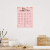 Rosa Champagner-Gold Hochzeitssitzplan Poster (Küche)