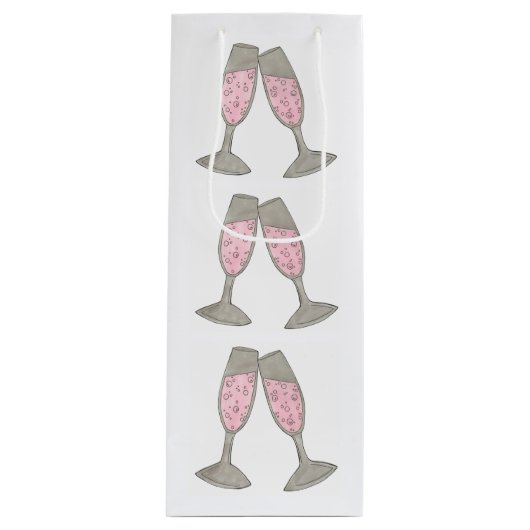 Rosa Champagner Hochzeitsfeier Brautparty Toast Geschenktüte Für Weinflaschen (Vorderseite)