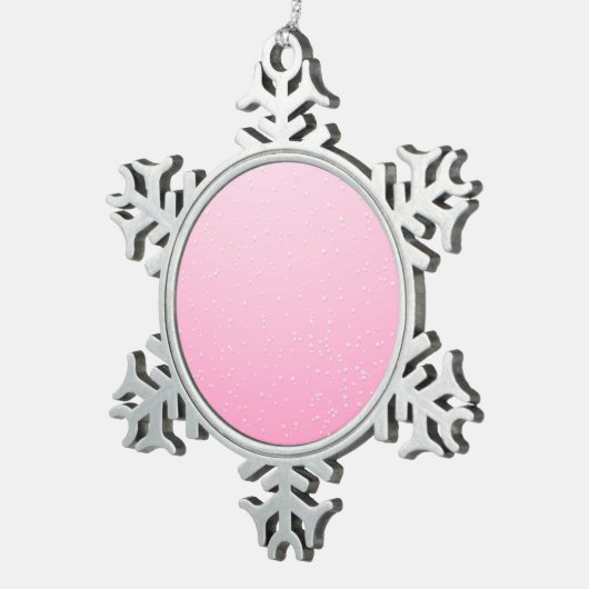 Rosa Champagner mit zarten Bläschen Kunst Schneeflocken Zinn-Ornament (Rechts)