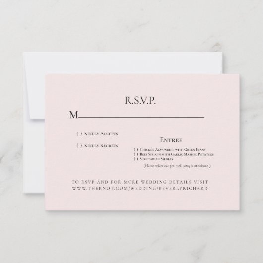 Rosa Champagner Monogram Wedding RSVP Karte (Vorderseite)