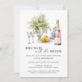 Rosa Champagner oder Wein | Niedliches Brunch-Brau Einladung (Vorderseite)