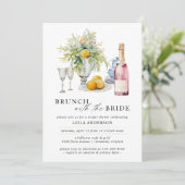 Rosa Champagner oder Wein | Niedliches Brunch-Brau Einladung (Stehend Vorderseite)