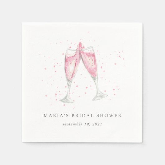 Rosa Champagner Personalisiertes Brautparty Serviette (Vorderseite)