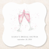 Rosa Champagner Personalisiertes Brautparty Untersetzer (Vorderseite)