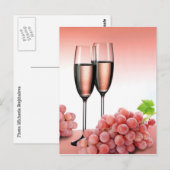 Rosa Champagner Postkarte (Vorne/Hinten)