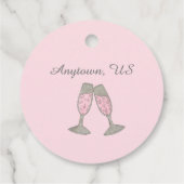 Rosa Champagner Toast Cheers Wedding Brautparty Geschenkanhänger (Rückseite)