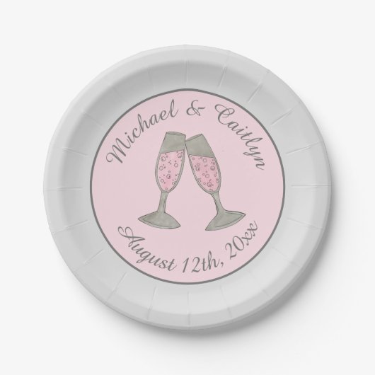 Rosa Champagner Toast Cheers Wedding Brautparty Pappteller (Vorderseite)
