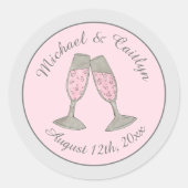 Rosa Champagner Toast Cheers Wedding Brautparty Runder Aufkleber (Vorderseite)