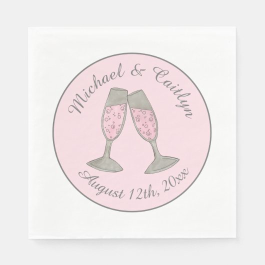 Rosa Champagner Toast Cheers Wedding Brautparty Serviette (Vorderseite)