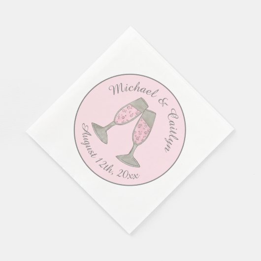 Rosa Champagner Toast Cheers Wedding Brautparty Serviette (Ecke)