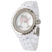 Rosa Champagner Toast Cheers Wedding Bride Watch Armbanduhr (Schrägansicht)