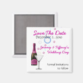 Rosa Champagner und Bläschen Speichern Sie das Dat Magnet (Vorderseite/Rückseite)