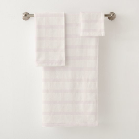 Rosa Champagner und cremig weißes Gingham-Muster Badhandtuch Set (Insitu)