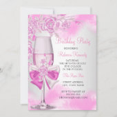 Rosa Champagner Weißes Party Einladung (Vorderseite)