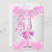 Rosa Champagner Weißes Party Einladung (Rückseite)