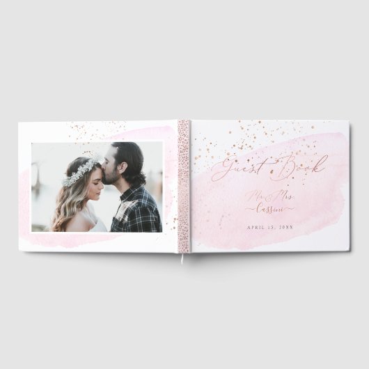 Rosa Champagnerbläschen Blush Watercolor Swatch Gästebuch (Voll)