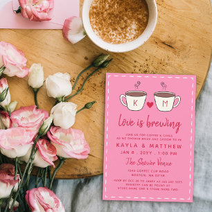 Rosa charmante Kaffeetassen - Liebe brodelt Shower Einladung