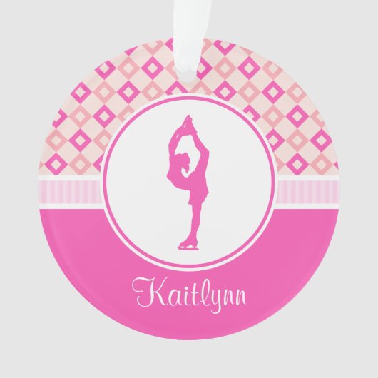 Rosa Checkered Diamant-Zahl Skaten-Verzierung Ornament (Vorderseite)