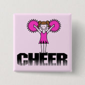Rosa Cheerleading T - Shirts und Geschenke Button (Vorderseite)