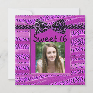 Rosa Cheetah 16 . Geburtstag Zebra Streifen Einladung