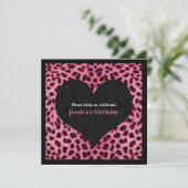 Rosa Cheetah-Druck-Party Einladung (Stehend Vorderseite)